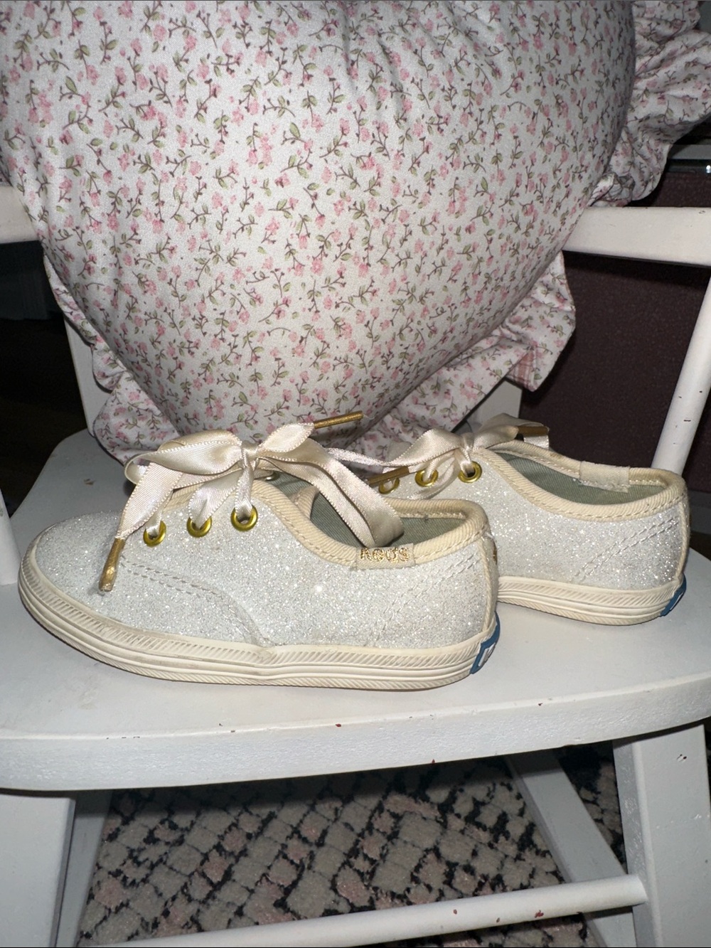 Kate Spade Champion Glitter Ribbon-Lace Baby Girl Sneakers in Cream - Picture 5 of 6